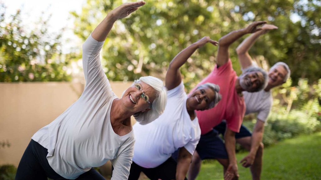 Seniors exercising together- health and wellness